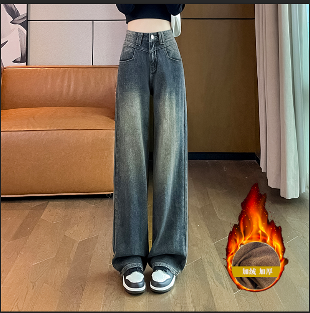 复古蓝直筒牛仔裤女小个子2024年新款牛仔牛仔裤女款爆款2024新款