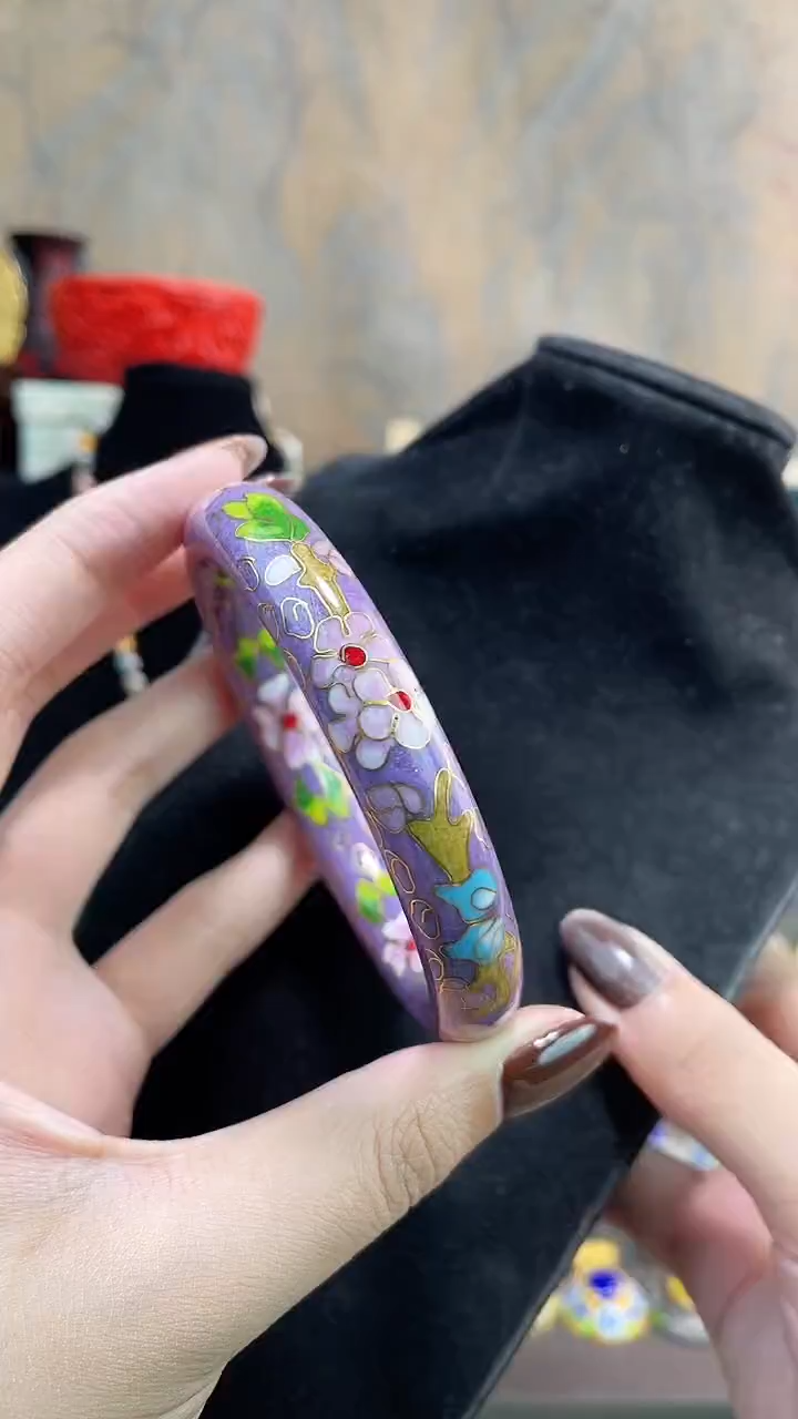 非遗手工景泰蓝镯子紫色