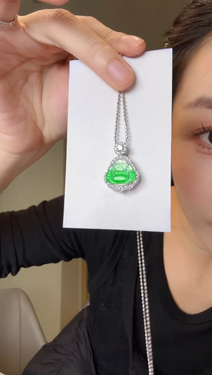 【闪购商品】翡翠吊坠(不含链)银S925镶嵌天然翡翠吊坠1