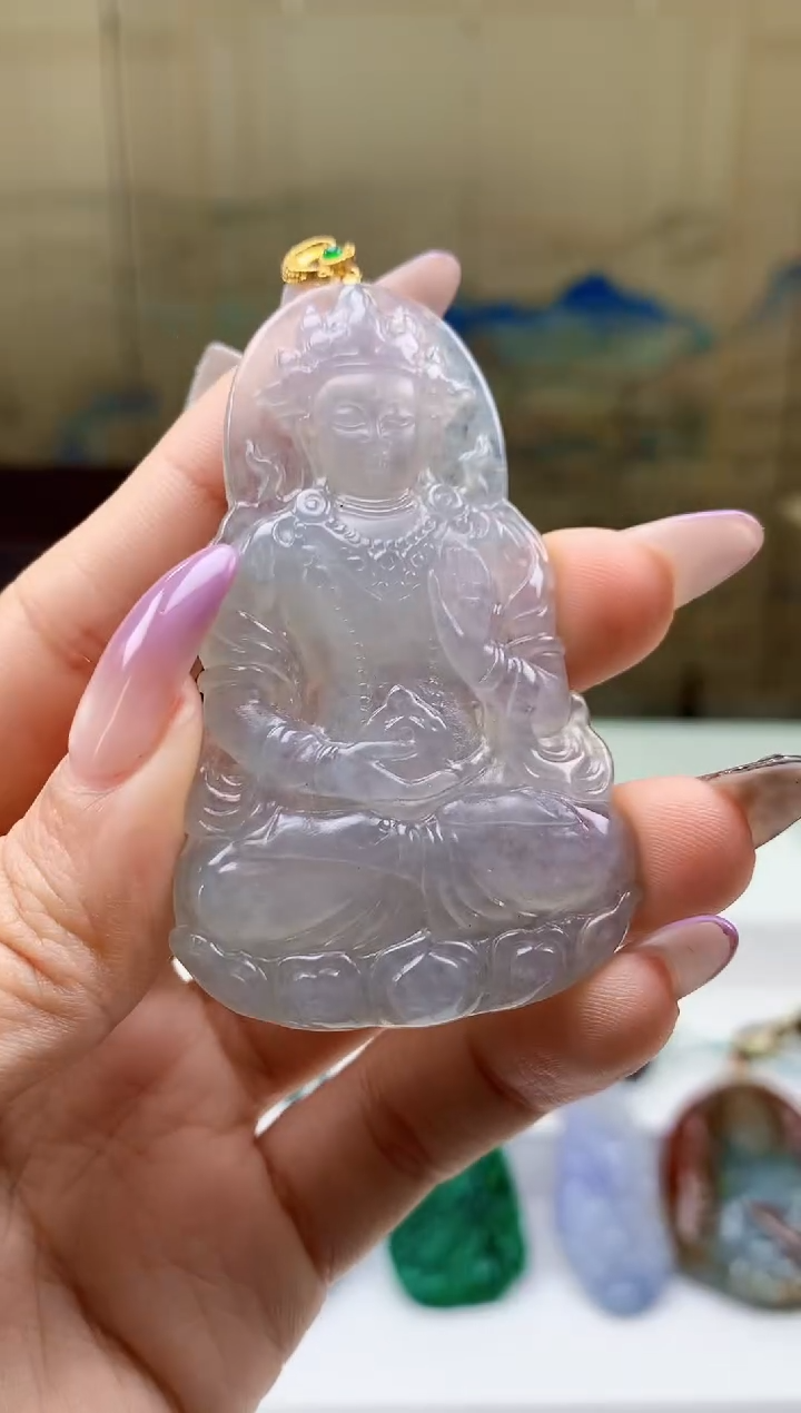 【闪购商品】定制翡翠18K金镶嵌5060ty-毛货挂件237