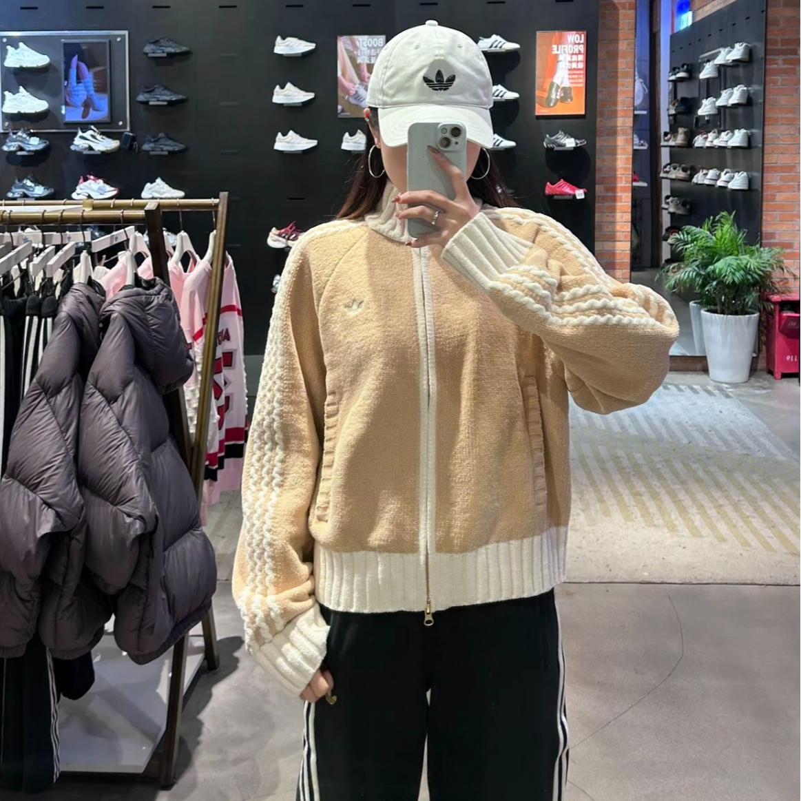 adidas/阿迪达斯三叶草女款KNIT TRACK 针织运动夹克外套KV8866