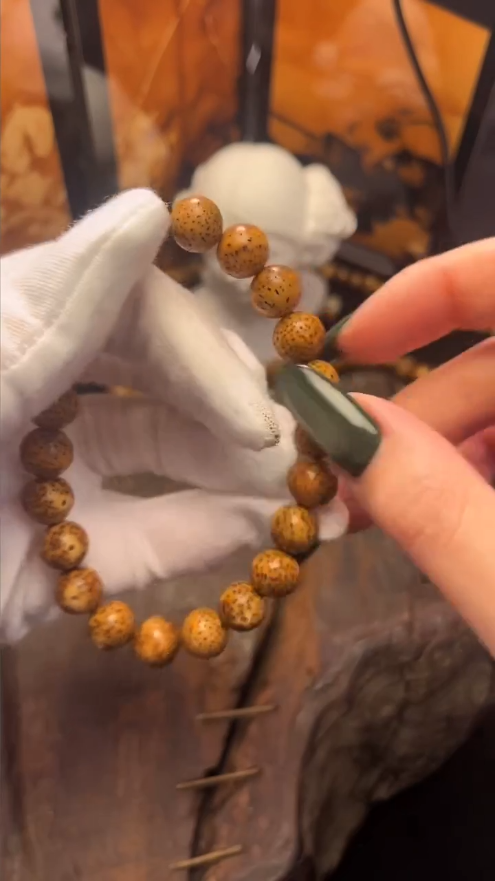 手串星月菩提精工级粉皮浅珀圆珠手串