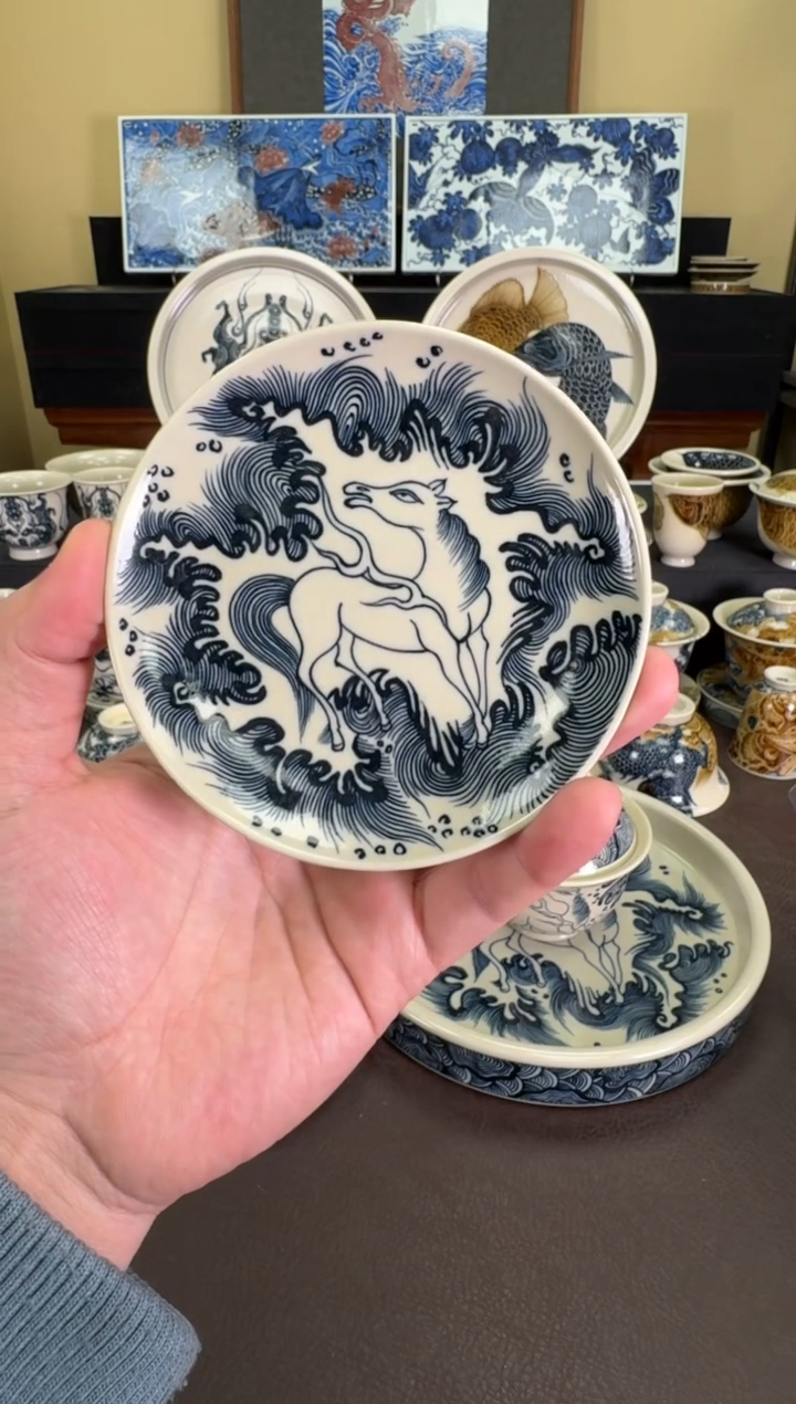 【闪购商品】瓷片二号釉天马纹杯垫