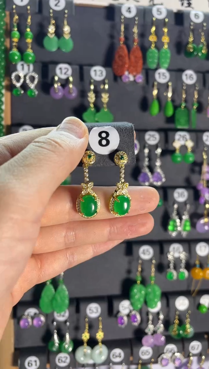 【闪购商品】翡翠耳饰银S925镶嵌8....