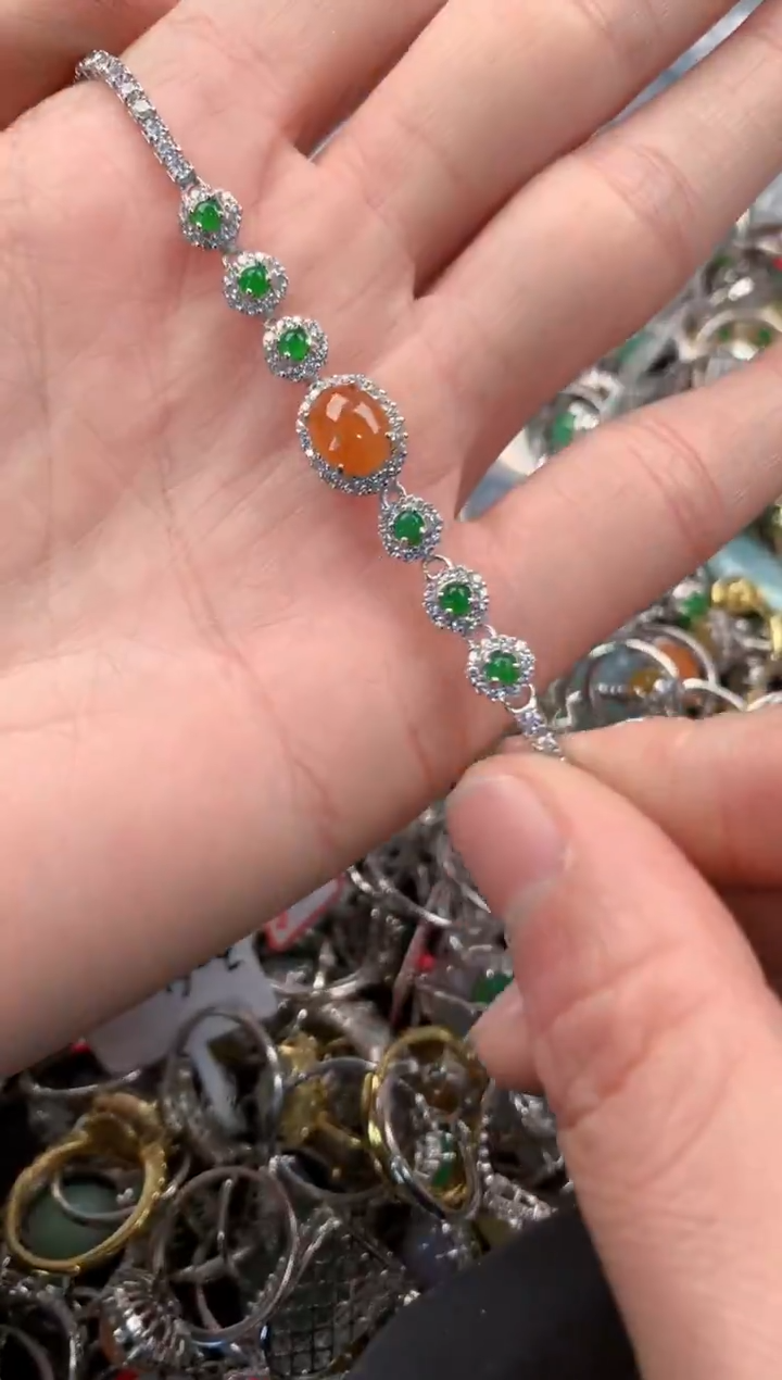 银S925镶嵌戒指翡翠666   10