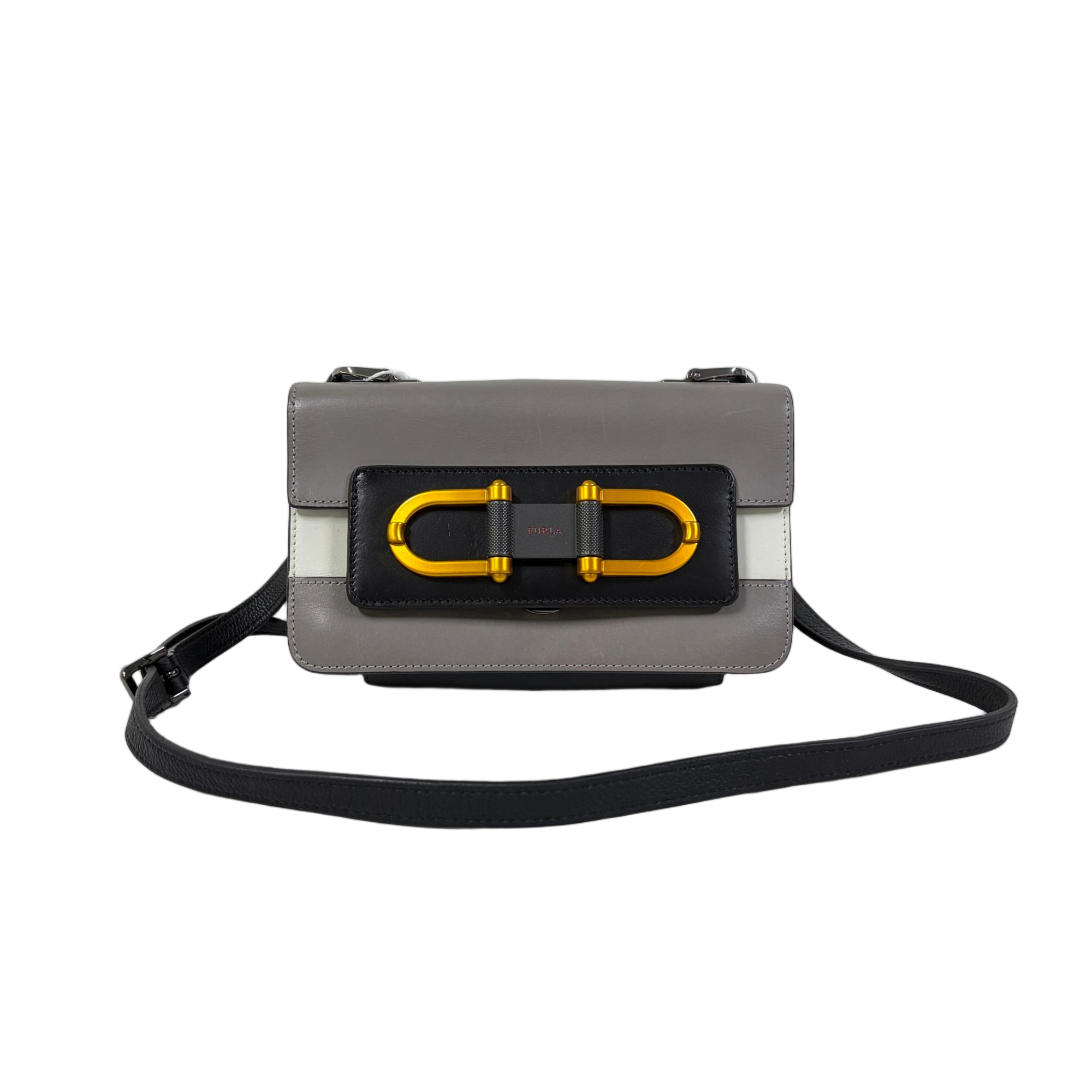 95新 FURLA/芙拉 拼色单肩斜挎包SH-30864-A百搭