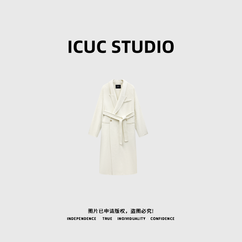 ICUC STUDIO-【法式高定】100%澳洲美丽奴羊毛双面毛呢大衣240019