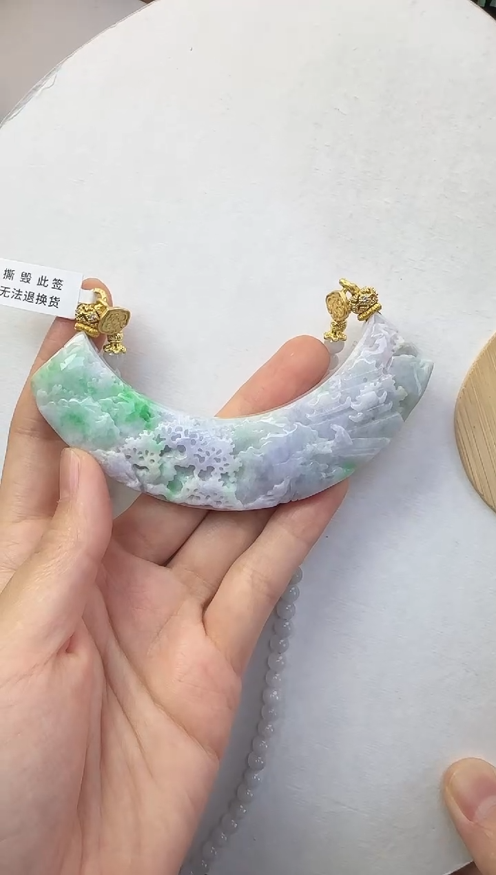 翡翠未镶嵌颈饰国风原创