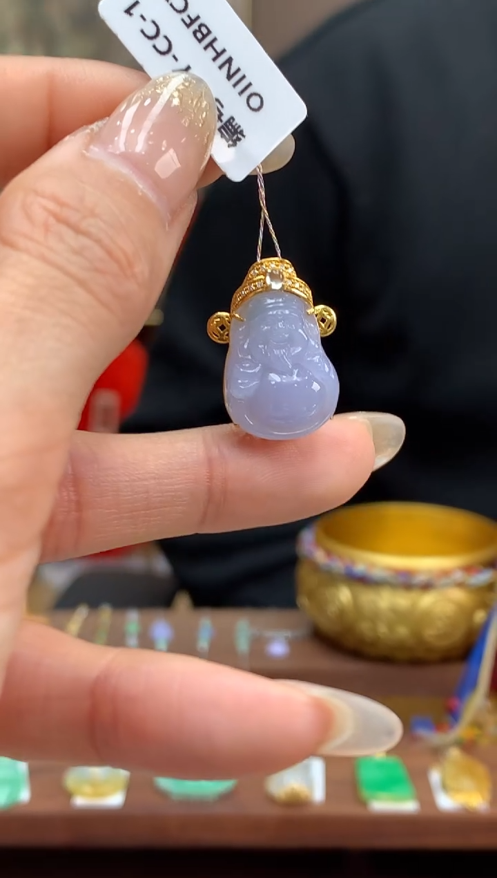 【闪购商品】翡翠颈饰18K金镶嵌财神