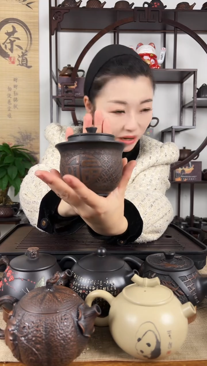 【闪购商品】壶鲨鱼盖碗 无礼盒 建水紫陶