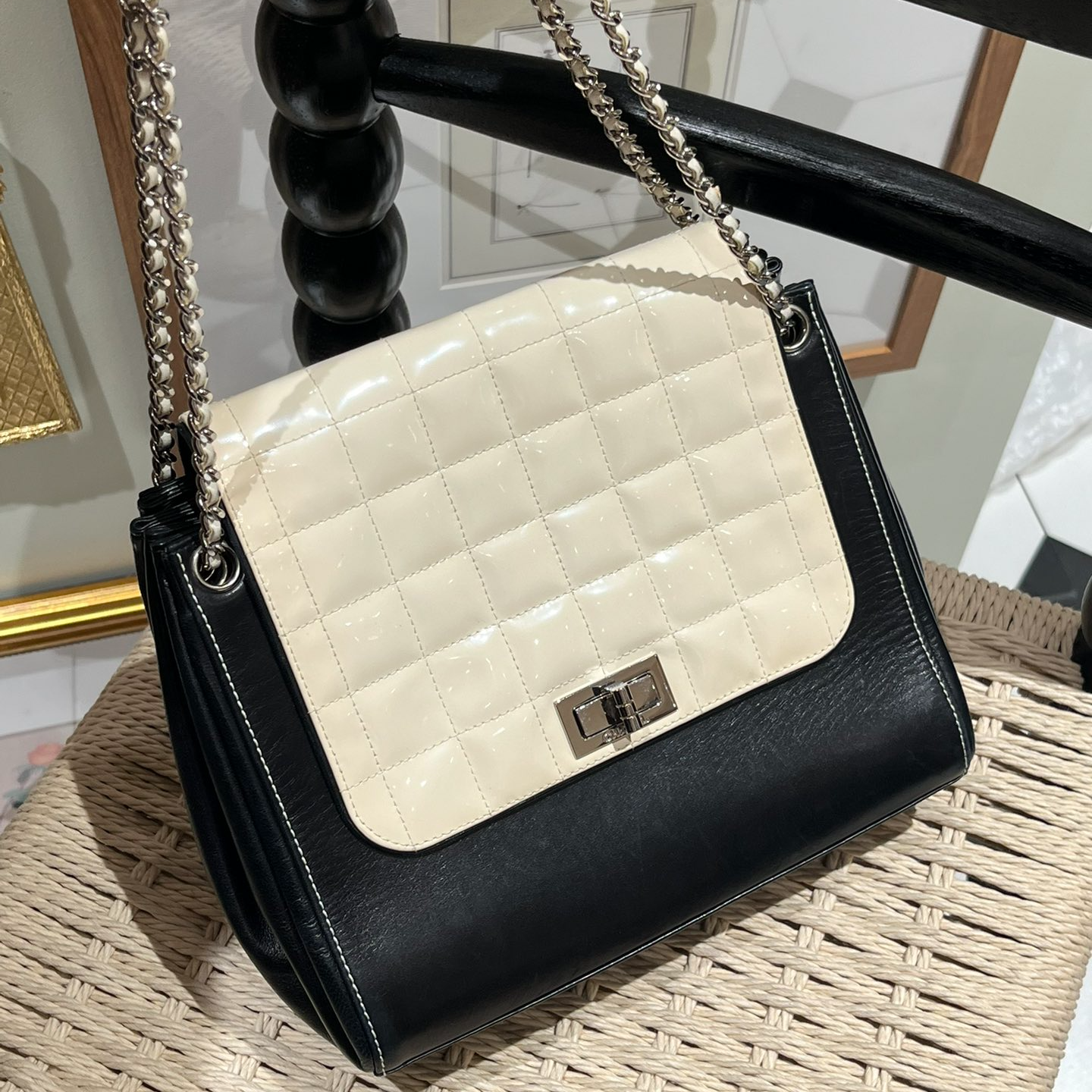 95新 Chanel/香奈儿 千禧一代-拼色2.55链条单肩斜挎包6825817