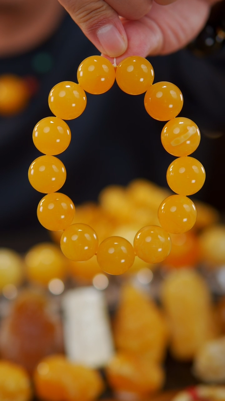 【闪购商品】蜜蜡手串未镶嵌48.42焦皮料圆珠手串