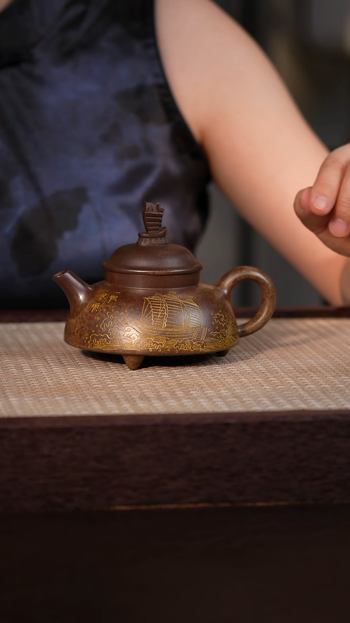 茶壶紫砂虎皮金砂柴烧 220cc