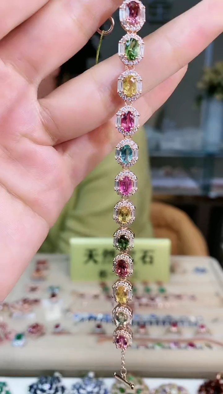 【闪购商品】碧玺手链银S925镶嵌手链