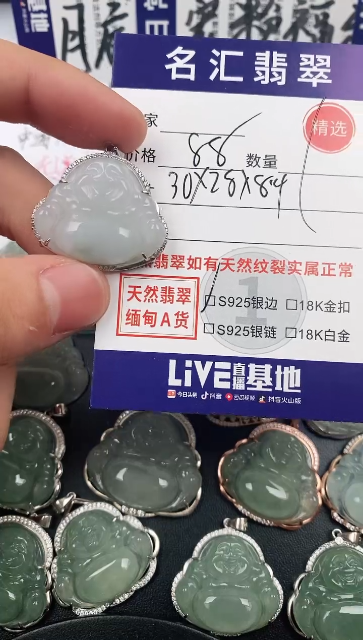 颈饰银S925镶嵌翡翠·