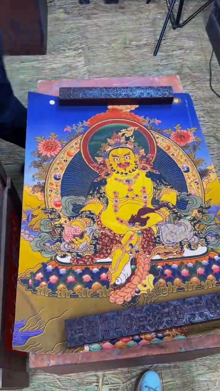 装裱画精品手绘唐卡链接--A16066黄财神