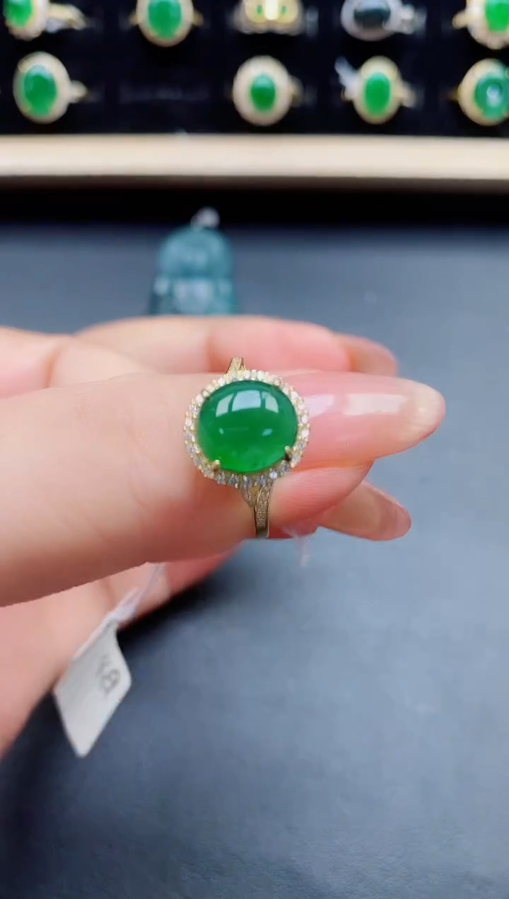 翡翠戒指银S925镶嵌32131