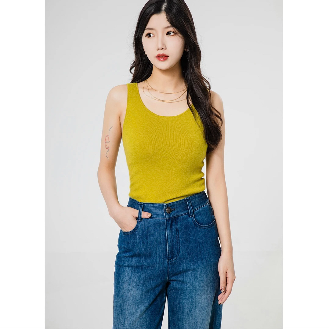 AMASS/阿玛施秋新款百搭无袖纯色热力羊绒针织背心吊带女 5392357