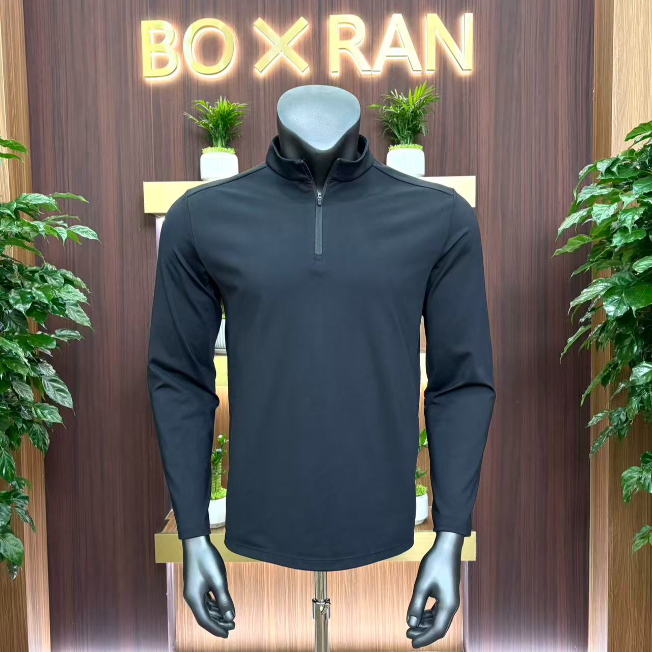 男士秋冬立领长袖半拉链加绒透气休闲卫衣