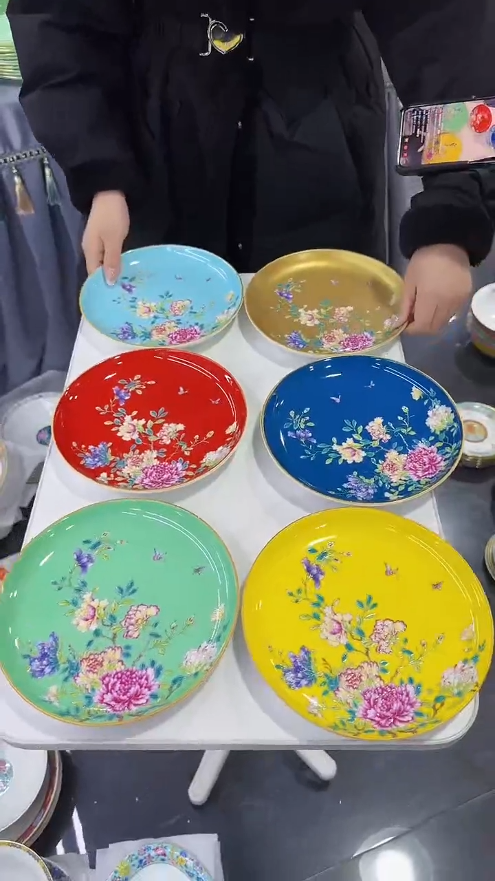 【闪购商品】瓷片 8英寸景德镇满花深盘6个【秦坊】