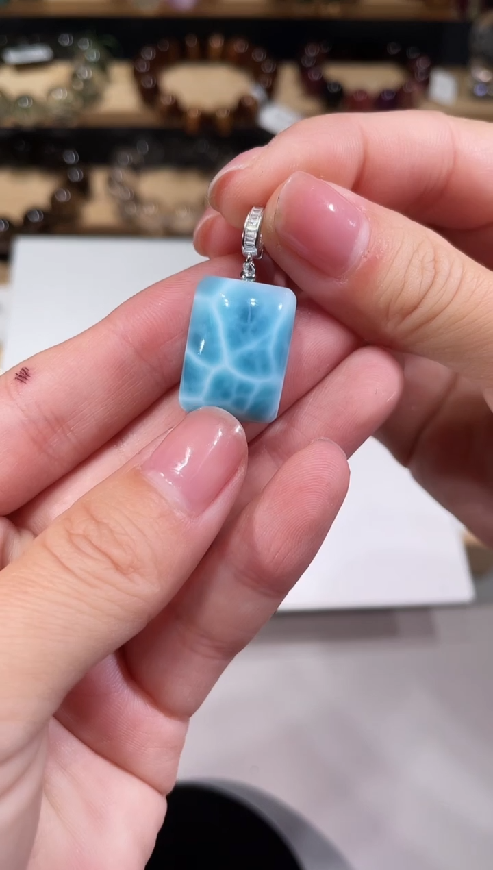 未镶嵌针钠钙石（海纹石）手链A177海纹石无事牌吊坠11