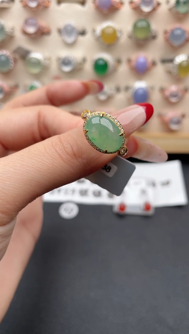 【闪购商品】翡翠戒指银S925镶嵌一物一证一礼盒