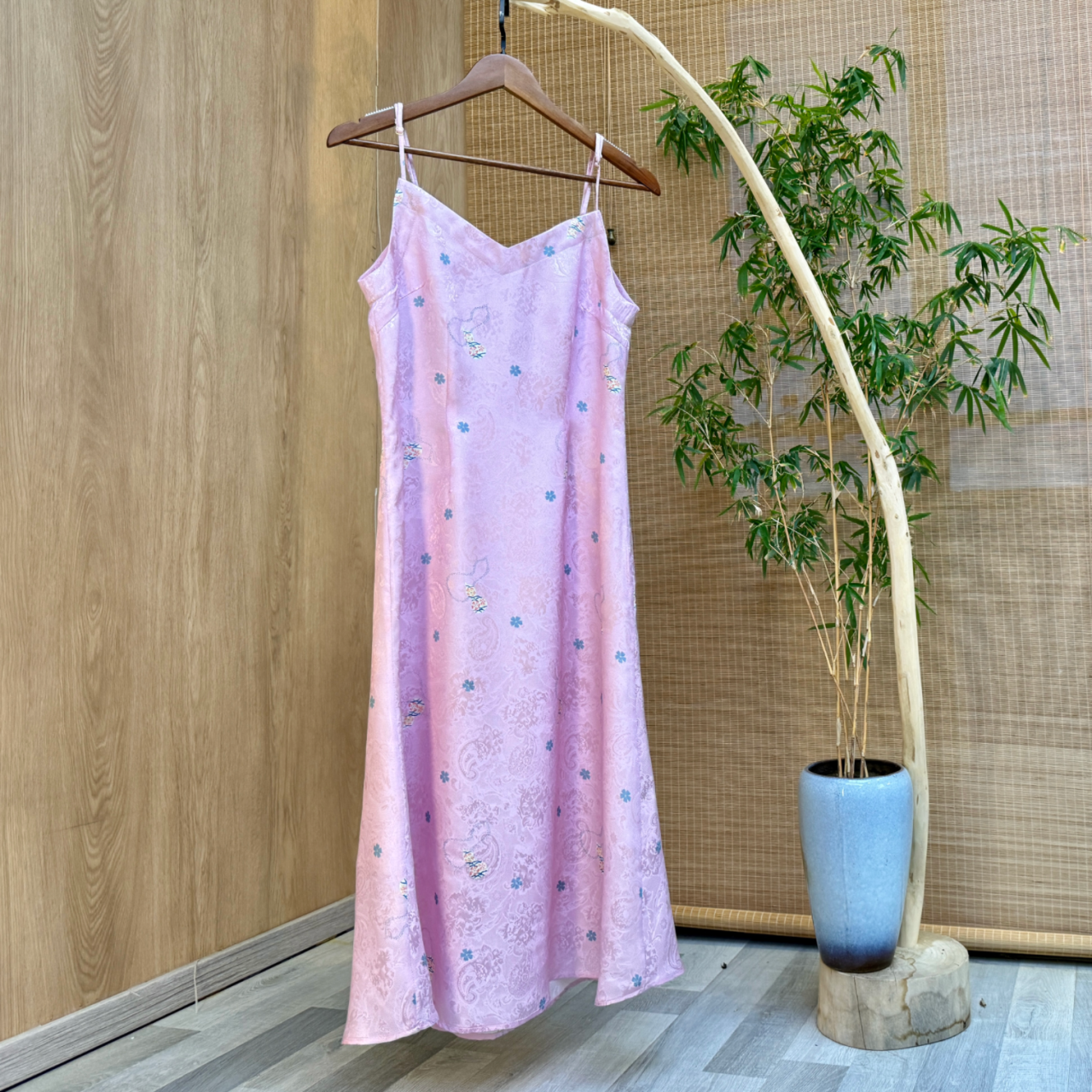 【原创设计、吊带裙】桑蚕丝复古裙长款春夏国风高腰