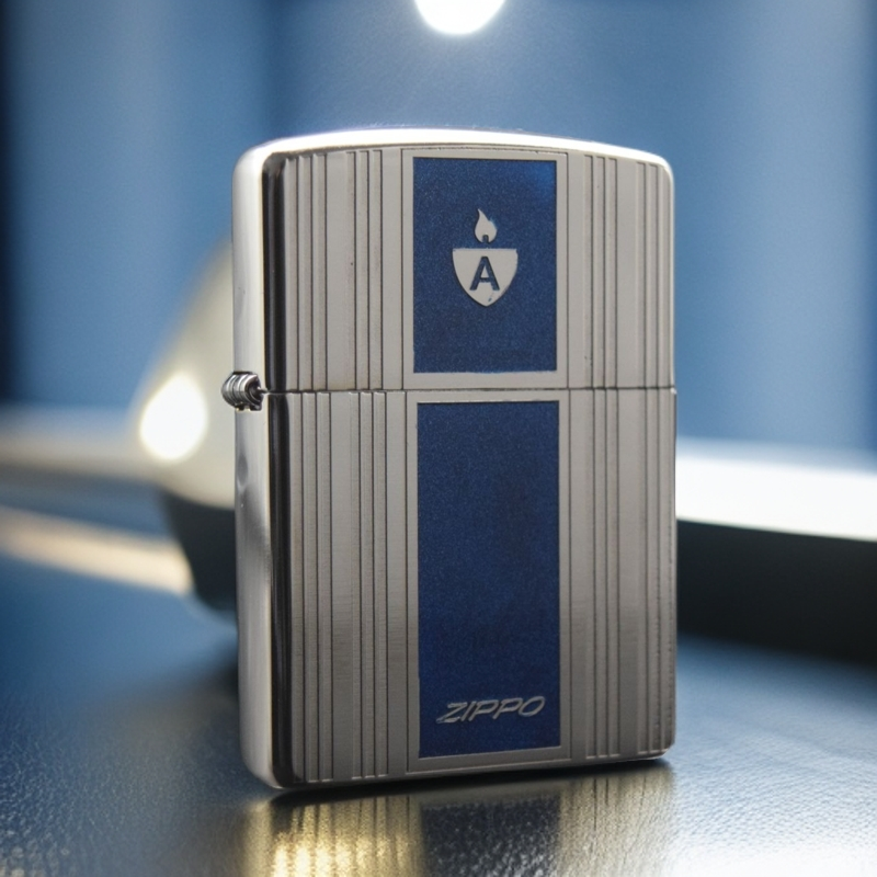 ZIPPO/之宝打火机   蓝条纹火苗盔甲大理石DYJ1【小飞火机】