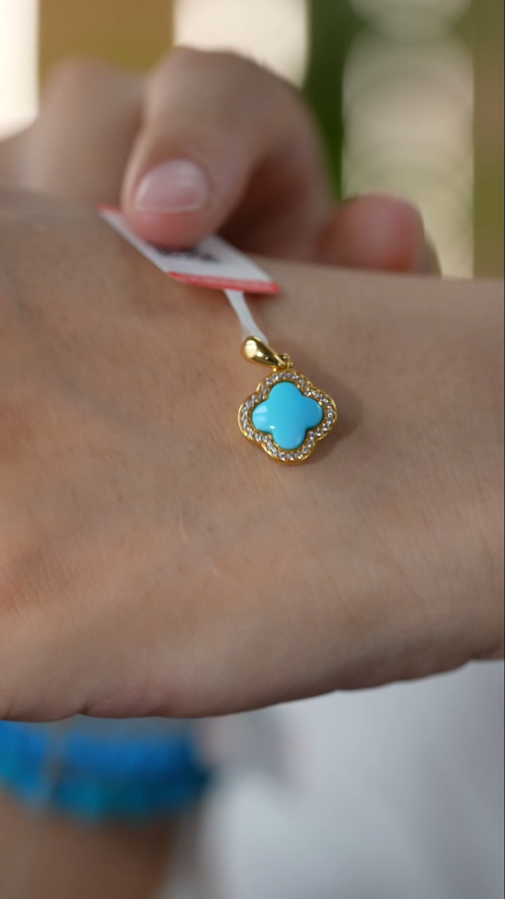 绿松石银S925镶嵌吊坠(不含链)秒拍号1