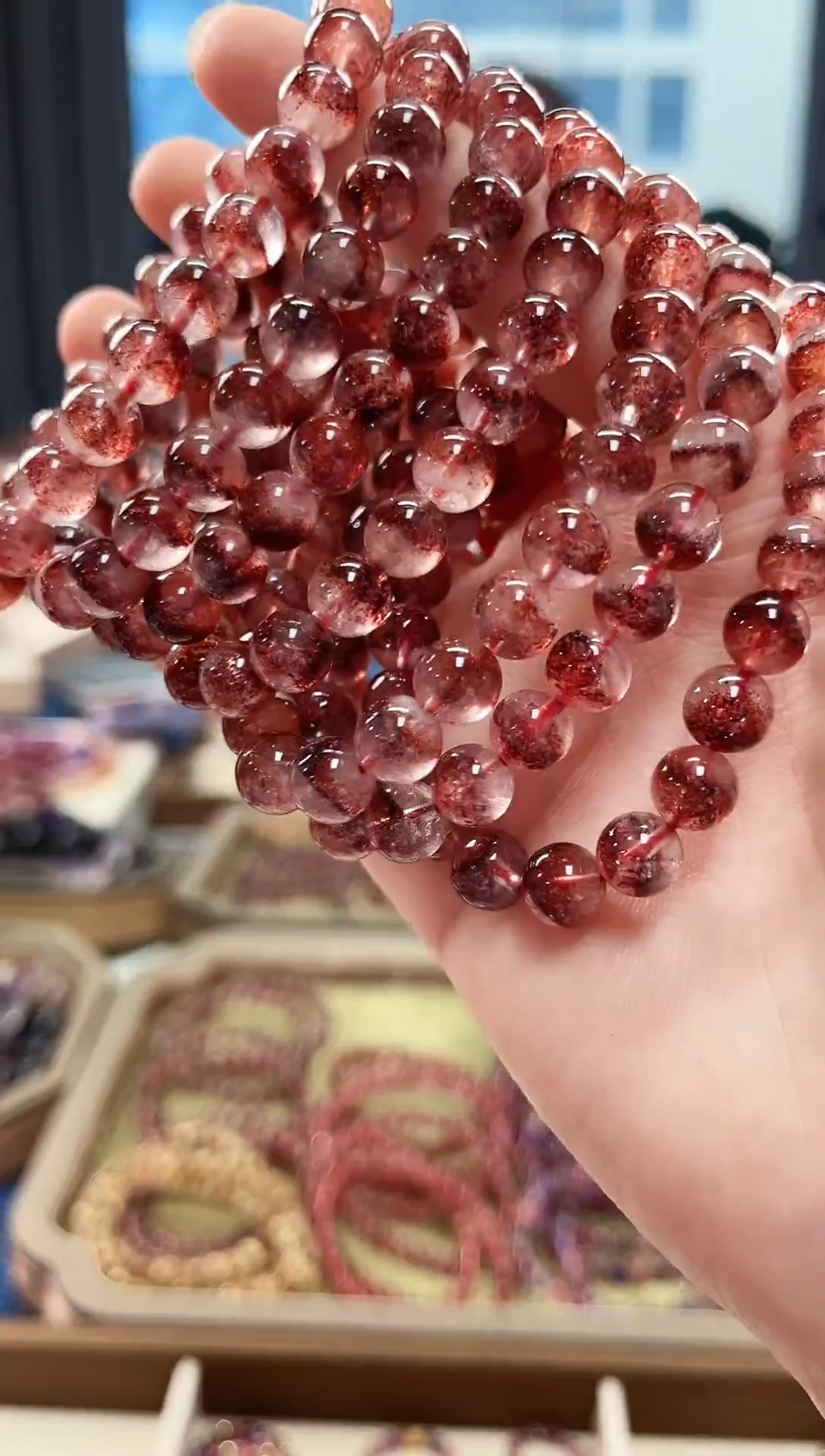 未镶嵌手串水晶金草莓超七单圈手串8mm【多样性发一】