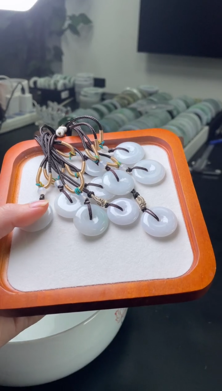 吊坠(不含链)未镶嵌翡翠冰胶平安扣多样性发一件