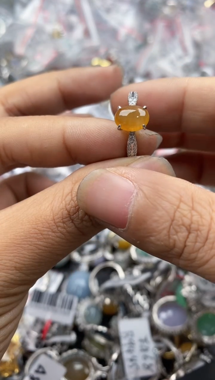 银S925镶嵌戒指翡翠1010---3