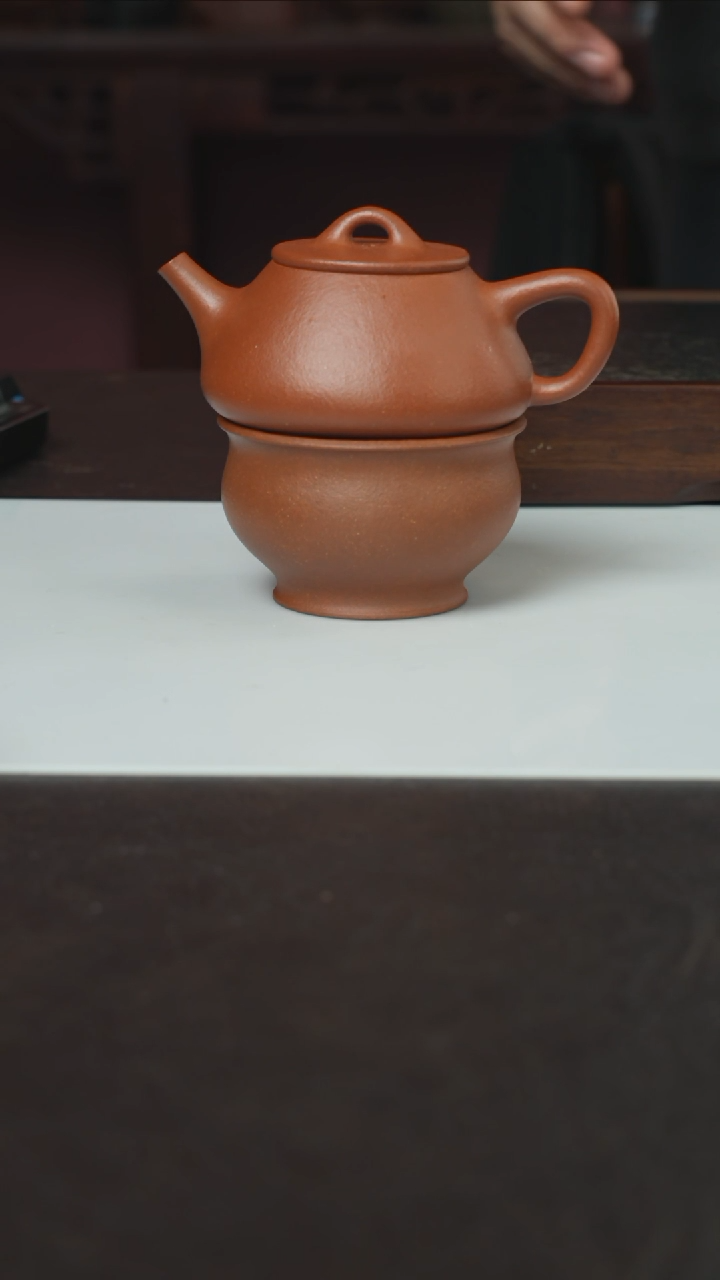 【闪购商品】紫砂茶壶椭圆平盖加杯子