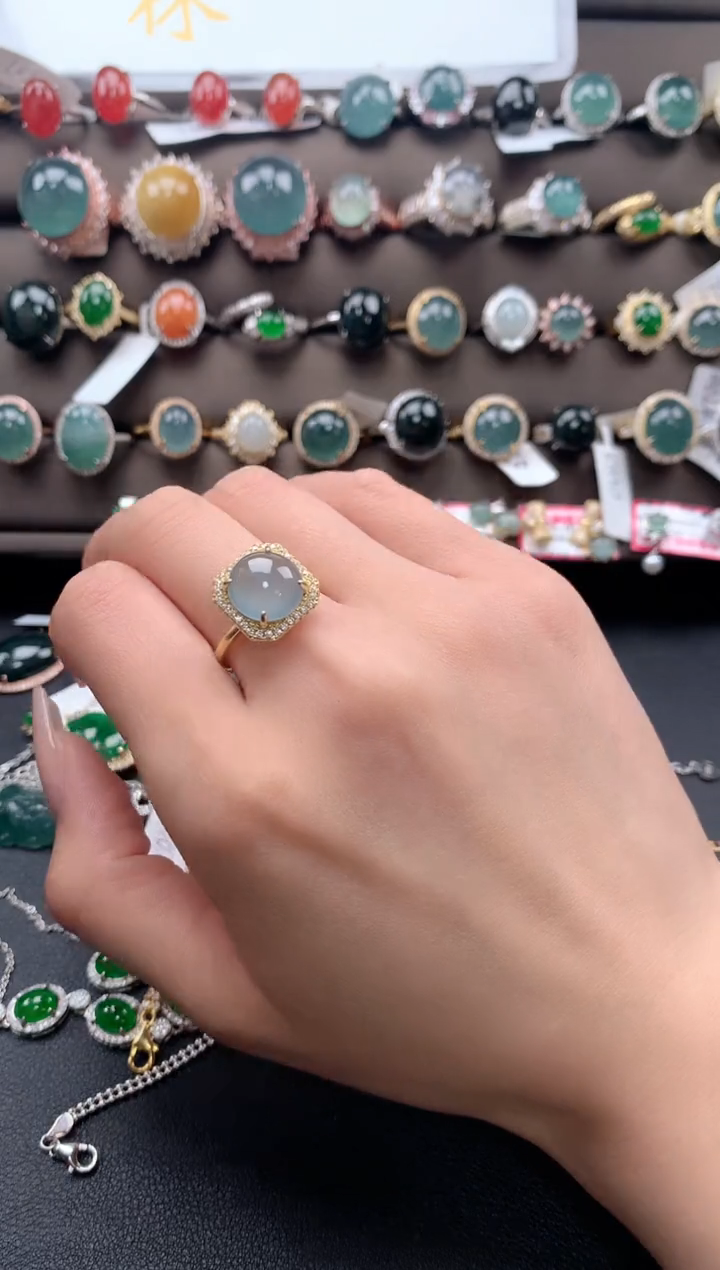 【闪购商品】翡翠戒指银S925镶嵌414131