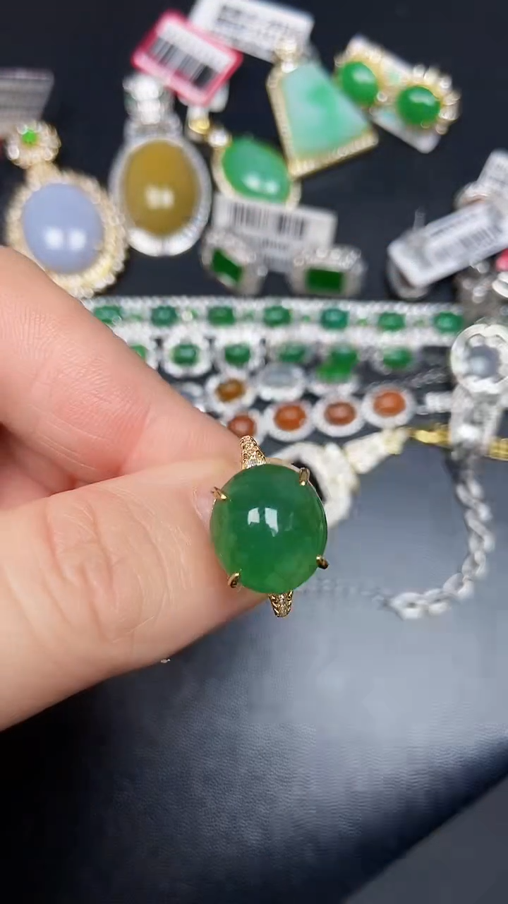 银S925镶嵌戒指翡翠2760