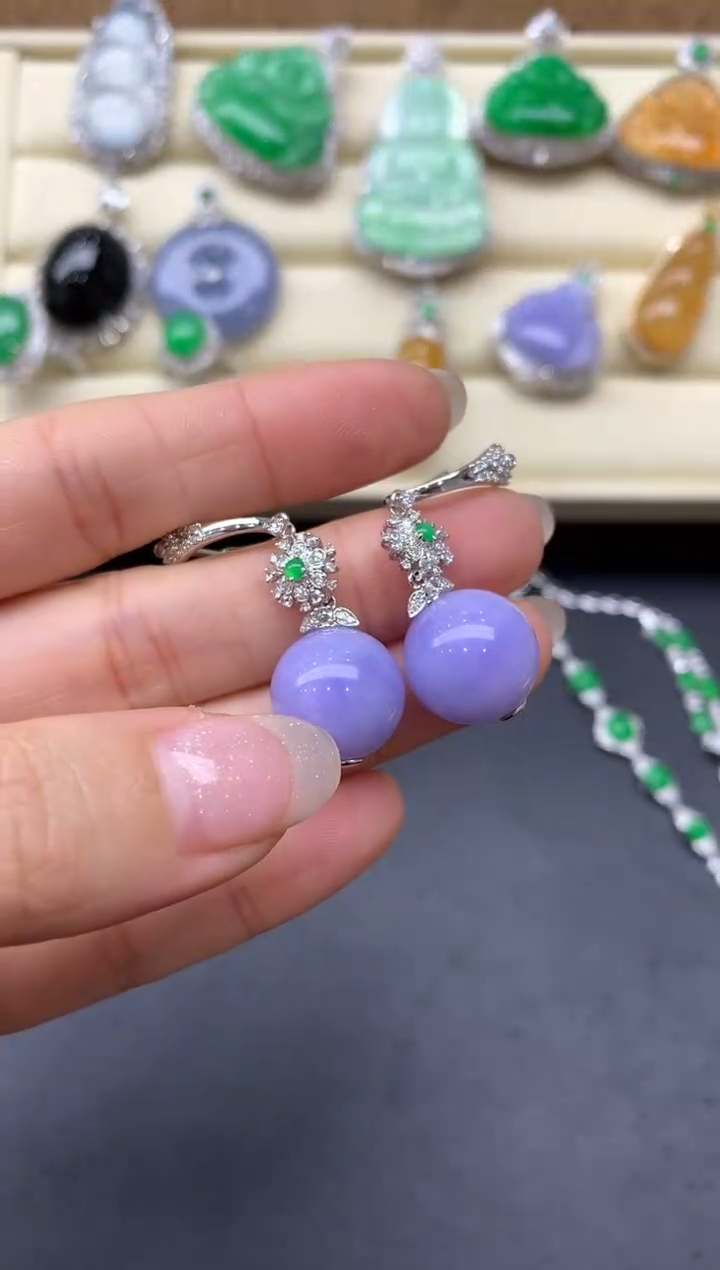 【闪购商品】翡翠耳饰18K金镶嵌640-中国好珍宝