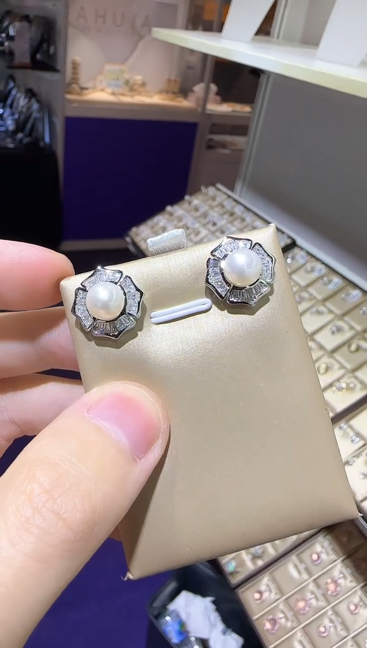 【闪购商品】淡水珍珠耳饰银S925镶嵌6mm耳钉