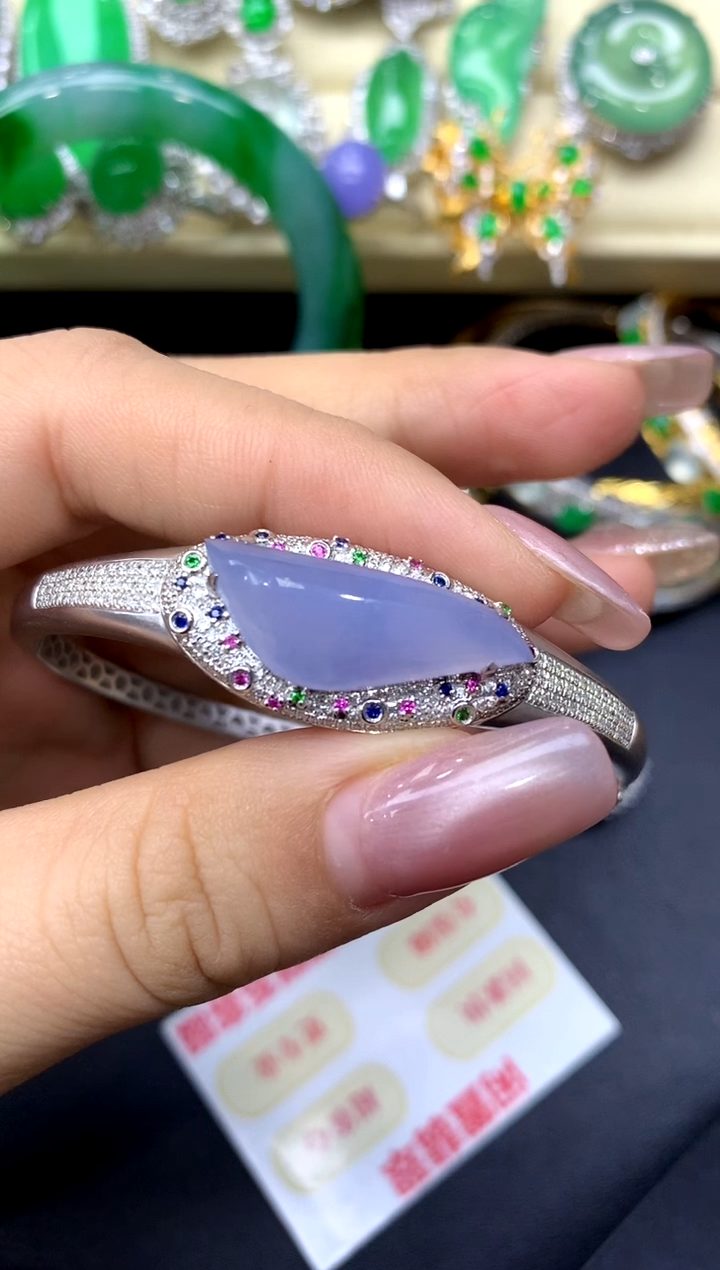 18K金镶嵌手镯翡翠393-中国好珍宝