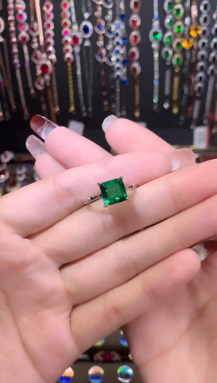 【闪购商品】透辉石戒指银S925镶嵌银色