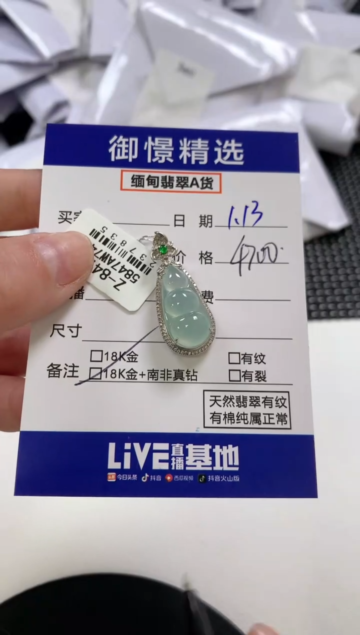 【闪购商品】翡翠颈饰18K金镶嵌53