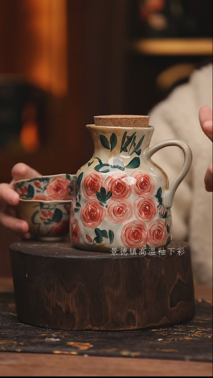 陶瓷景德镇高温釉下手绘陶瓷@L508@