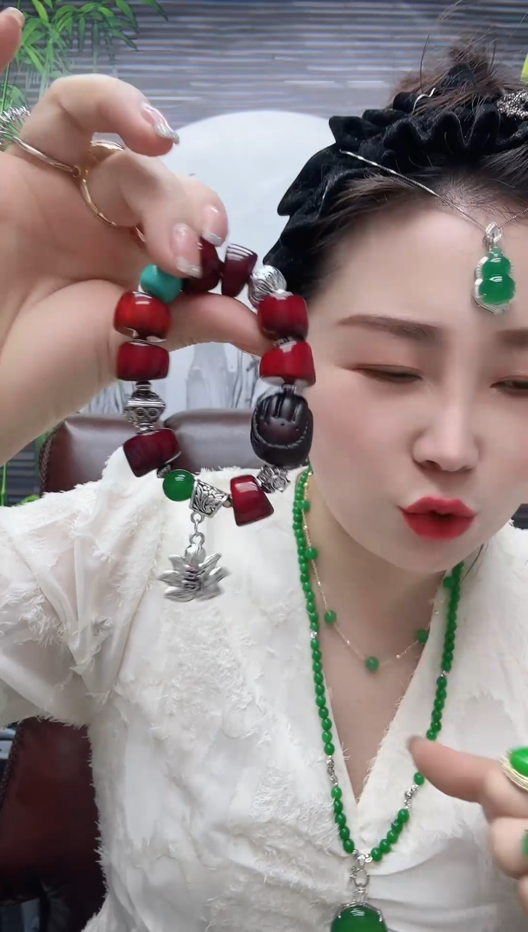 高货红色满密原创手串