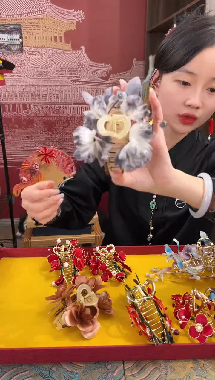【闪购商品】刺绣非遗绒花缠花手工（抓夹 ）