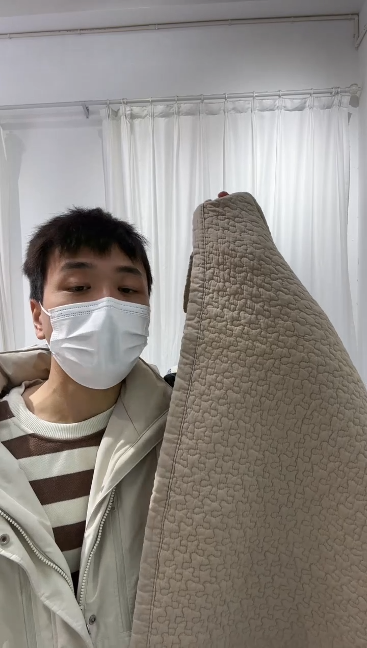 棉120*150纯棉浅咖色床盖110号微瑕