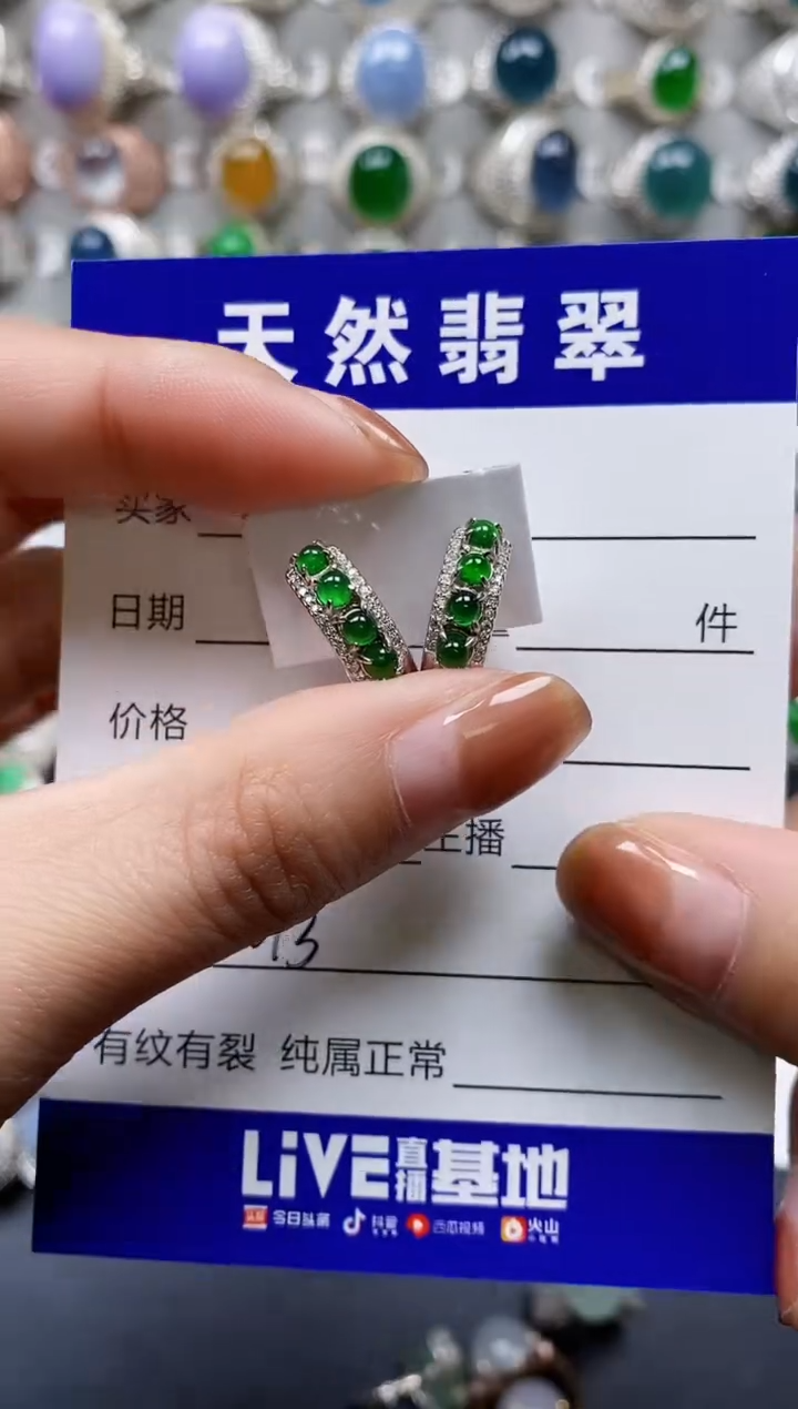 【闪购商品】翡翠耳饰银S925镶嵌0613