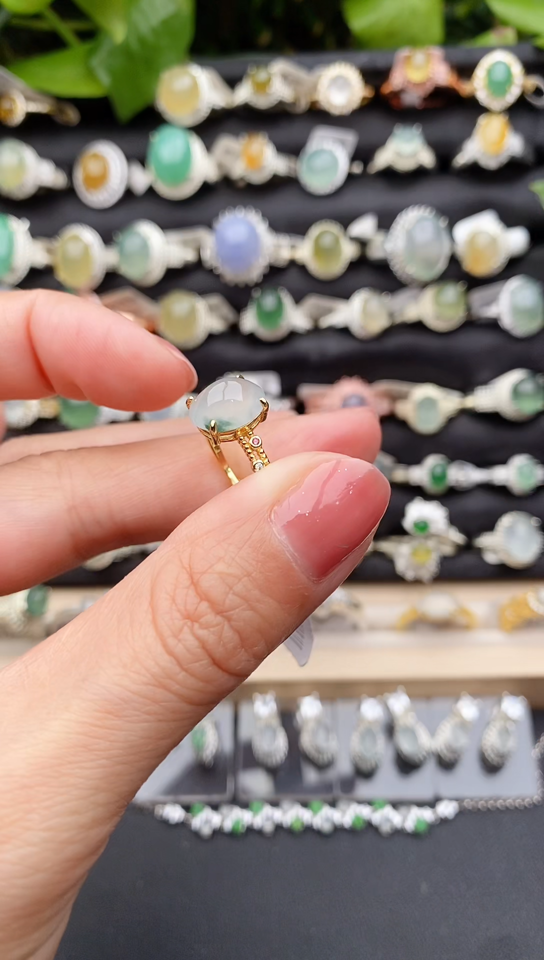 【闪购商品】翡翠戒指银S925镶嵌缅甸天然A货翡翠33  1-10