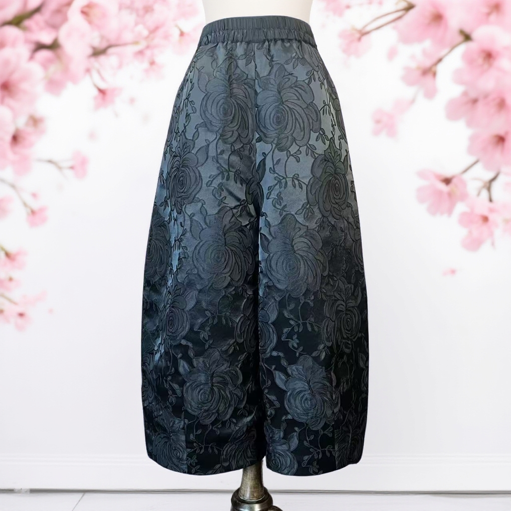 【黑牡丹】新中式时尚百搭松紧腰花苞棉裤XM25230