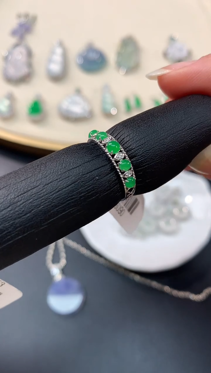 【闪购商品】翡翠戒指18K金镶嵌戒指A24|1980