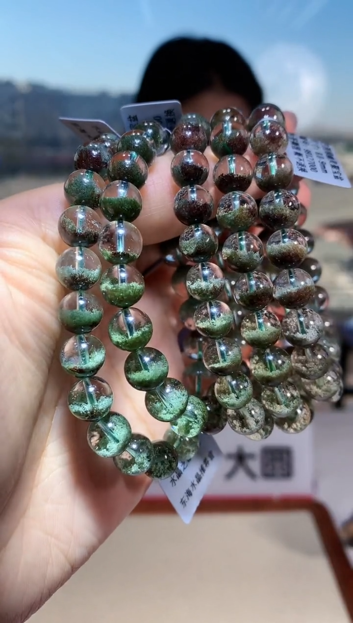 【闪购商品】水晶手链未镶嵌9mm绿幽灵手链多样性发其一