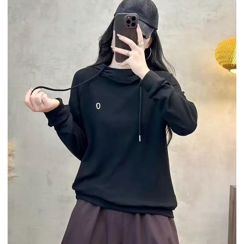 高品质德绒连帽C字母刺绣显瘦百搭帽衫